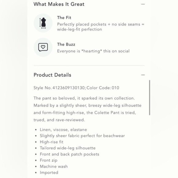 NWT Size 32 Tall -The Colette Linen blend Full Length Wide Leg Pants (US$ 148) - Picture 12 of 15